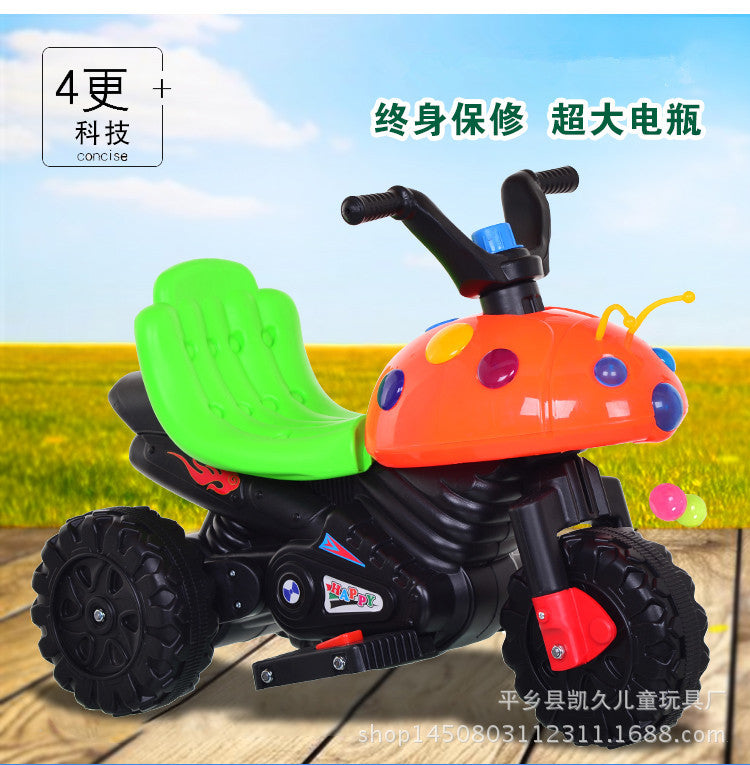 Nine light beetle children electric motorcycle baby battery car tricycle music lighting manufacturers direct sales