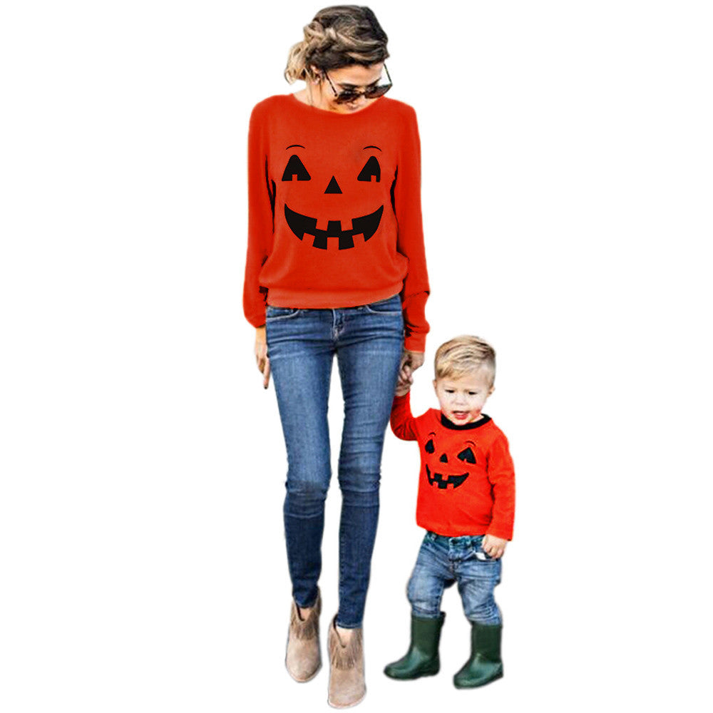 Kids Clothes 2017 Halloween Autumn Winter Family Clothes Mother Parent-Child T-shirt Tops Blouse Matching Outfit Roupas