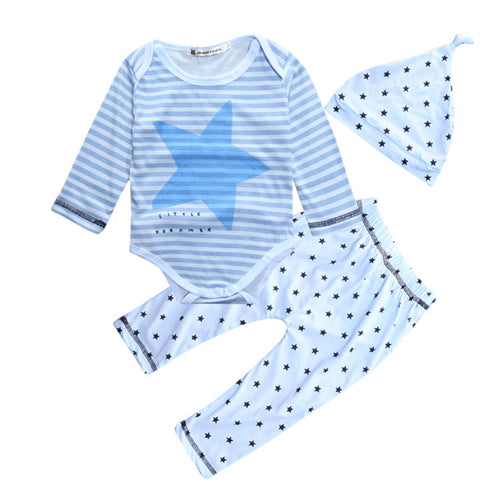 Bear Leader Baby Boy 3pcs Sets Long-sleeve Rompers+Hat+Pants Baby Girls Clothing Suits Stars Printting Infant Jumpsuits Boys