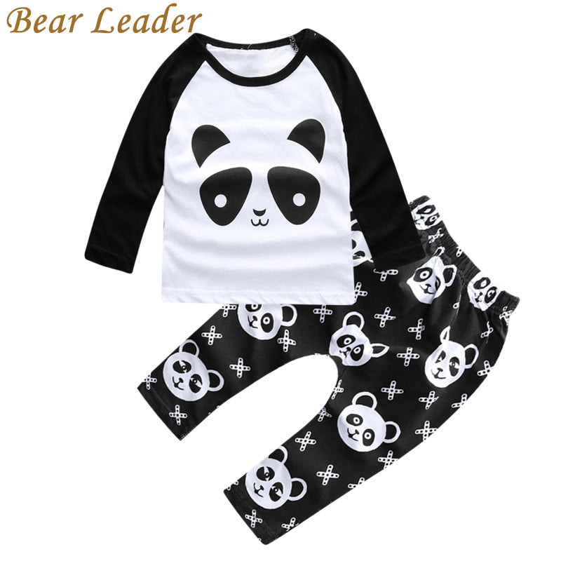 Bear Leader Panda Pattern Baby Clothing Sets Spring Long Sleeve T-shirts+Pants For Infant Girls Lovely Cartoon Clothes Suits Kid