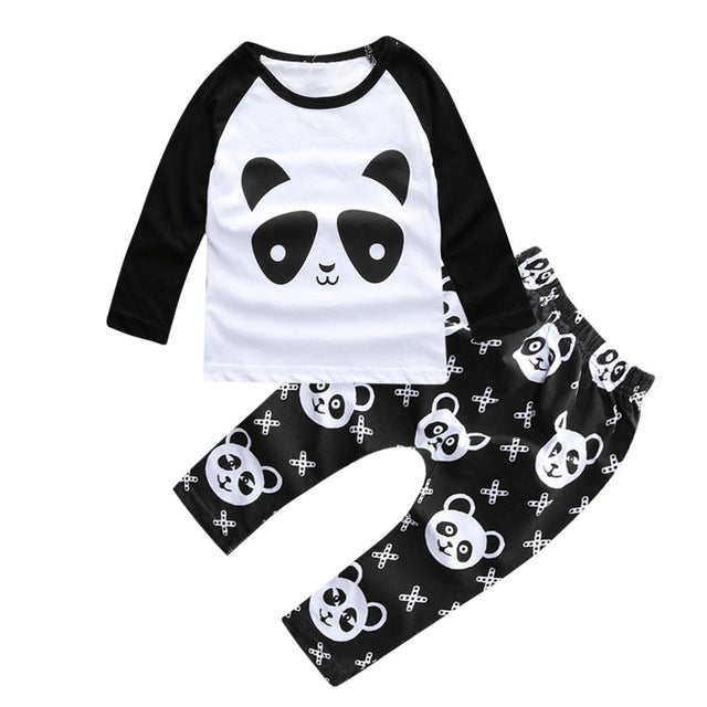 Bear Leader Panda Pattern Baby Clothing Sets Spring Long Sleeve T-shirts+Pants For Infant Girls Lovely Cartoon Clothes Suits Kid