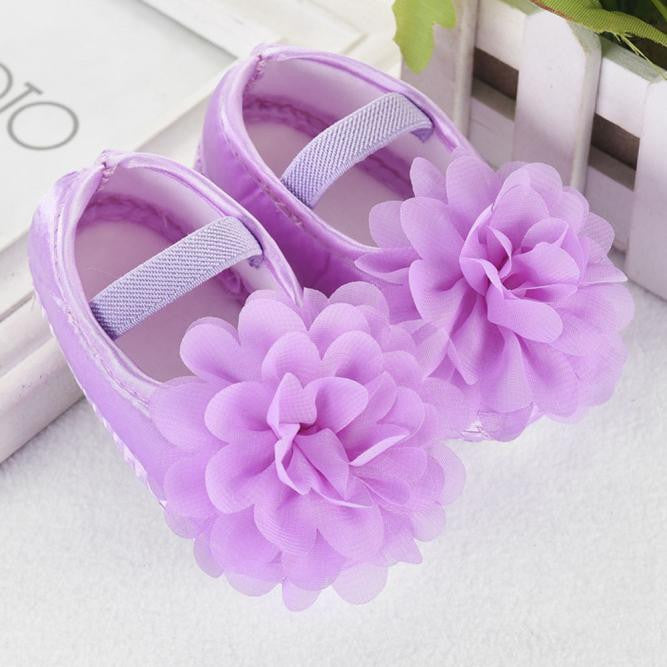 Kid Baby Girl Chiffon Flower Elastic Band Newborn Walking Shoes