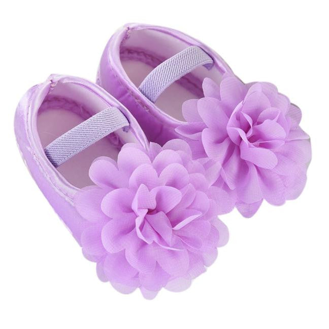 Kid Baby Girl Chiffon Flower Elastic Band Newborn Walking Shoes