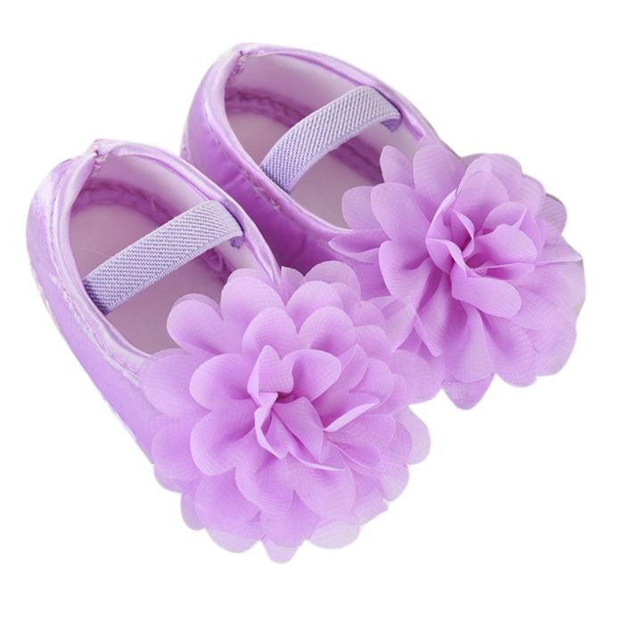 Kid Baby Girl Chiffon Flower Elastic Band Newborn Walking Shoes