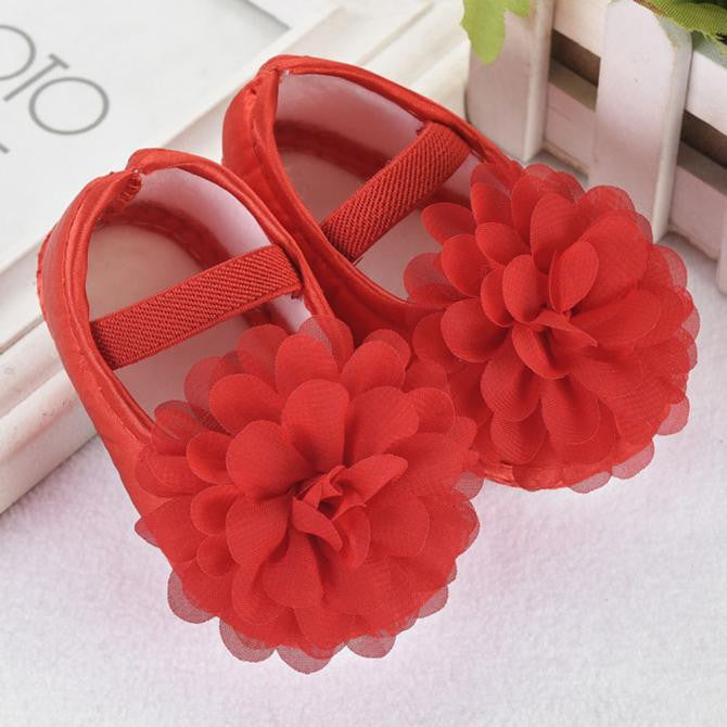 Kid Baby Girl Chiffon Flower Elastic Band Newborn Walking Shoes