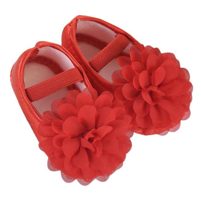 Kid Baby Girl Chiffon Flower Elastic Band Newborn Walking Shoes