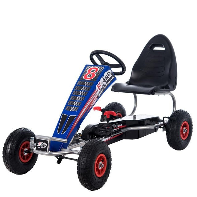 4 wheel kids go kart, pedal-powered go kart with rubber wheel, 10inch inflatable wheel go kart with steel frame and hand brake