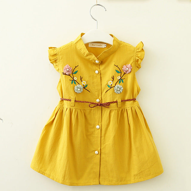 Bear Leader Baby Dresses 2018 New Summer Baby Girls Clothes Flowers Embroidery Princess Newborn Dresses With elt For 6M-24M